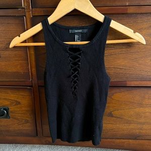 Black lace up shirt